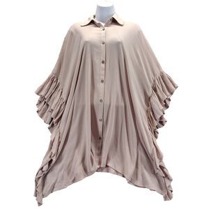 Wishlist Apparel Women Sz S/M Blush Pink Ruffled 3/4 Kimono Sleeve Blouse Fairy